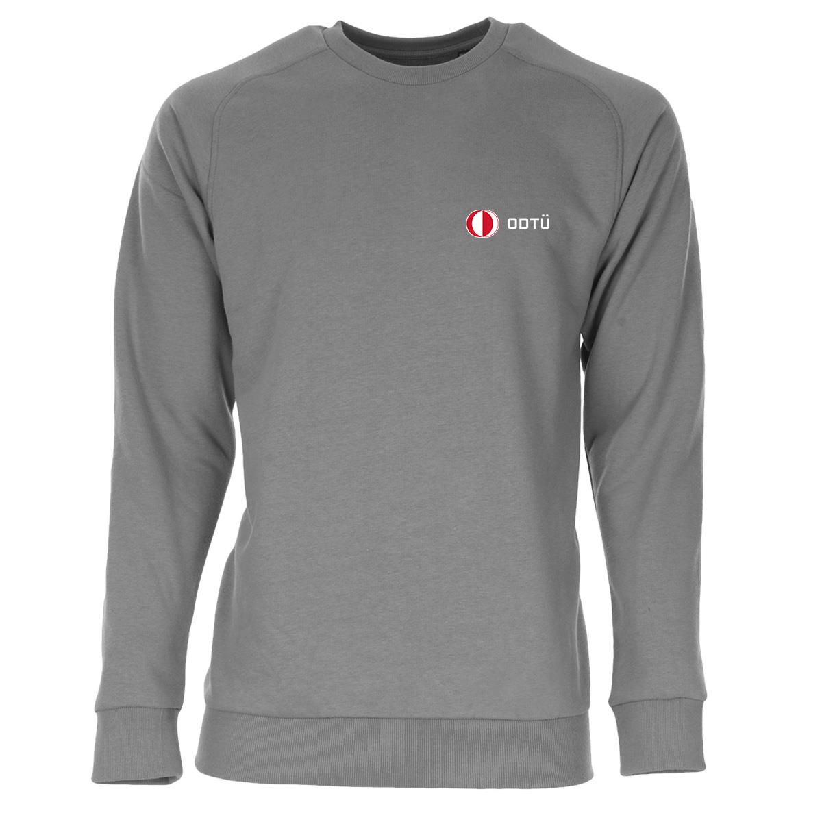 ODTÜ Logolu Sıfır Yaka Çocuk Sweatshirt (Gri)